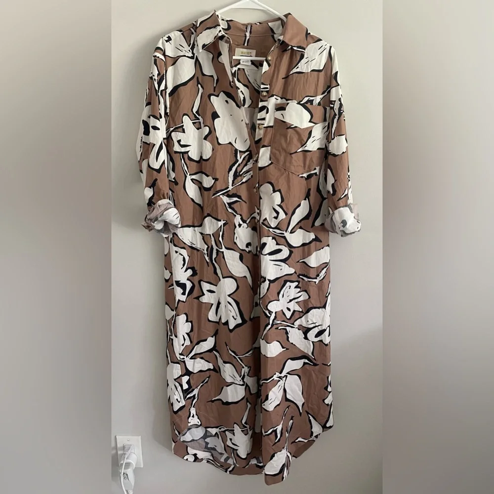 Anthropologie Maeve The Soren Long-Sleeve Midi Shirt Dress - Picture 5 of 7